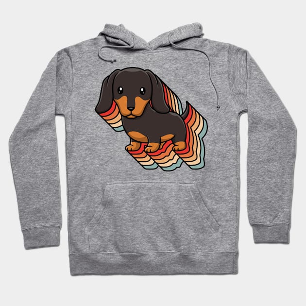 Retro Dachshund Vintage Doxie Mom Dad Wiener Dog Lover Hoodie by 14thFloorApparel